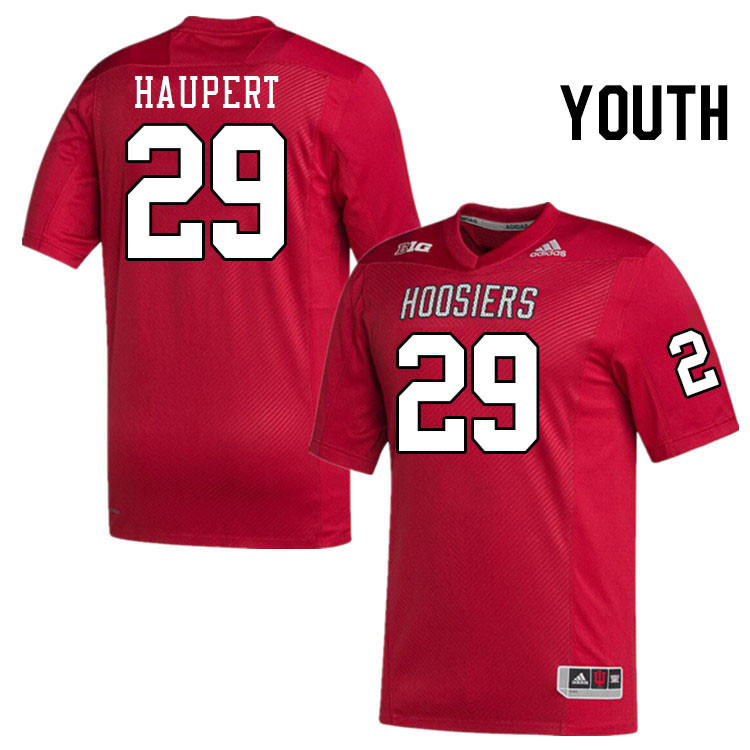 Youth #29 Luke Haupert Indiana Hoosiers College Football Jerseys Stitched-Crimson